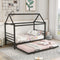 Twin Size Metal Platform Bed With Trundle And House Frame Design