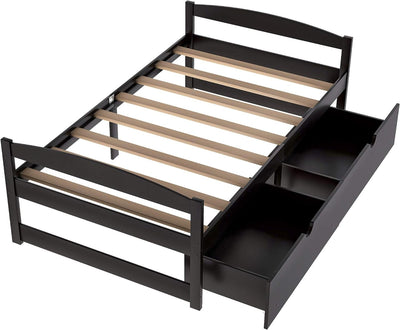 Twin Size Platform Bed With Storage Drawers For Bedroom