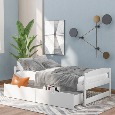 Twin Size Platform Bed With Storage Drawers For Bedroom