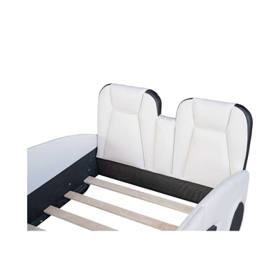 Twin Size Race Car Bed Platform With Wheels For Kids Bedroom