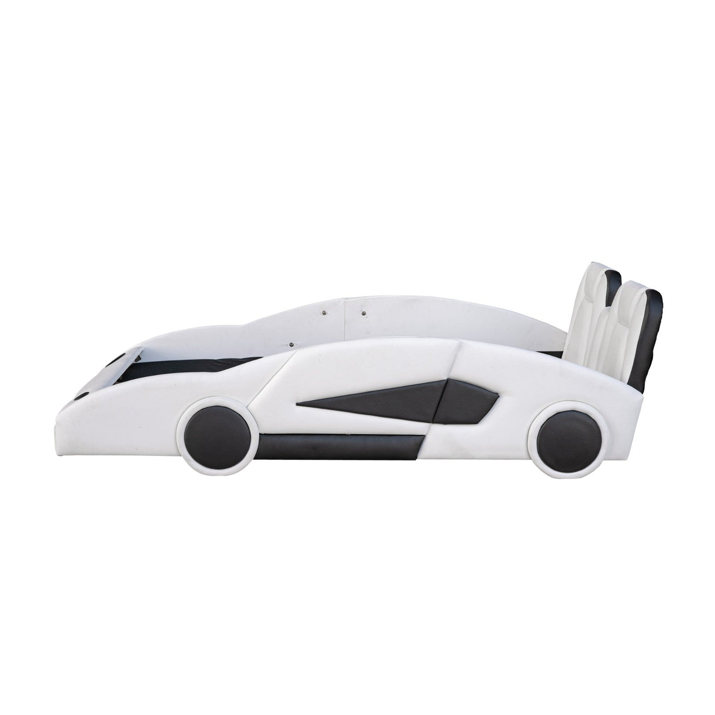 Twin Size Race Car Bed Platform With Wheels For Kids Bedroom