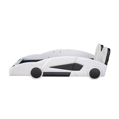 Twin Size Race Car Bed Platform With Wheels For Kids Bedroom