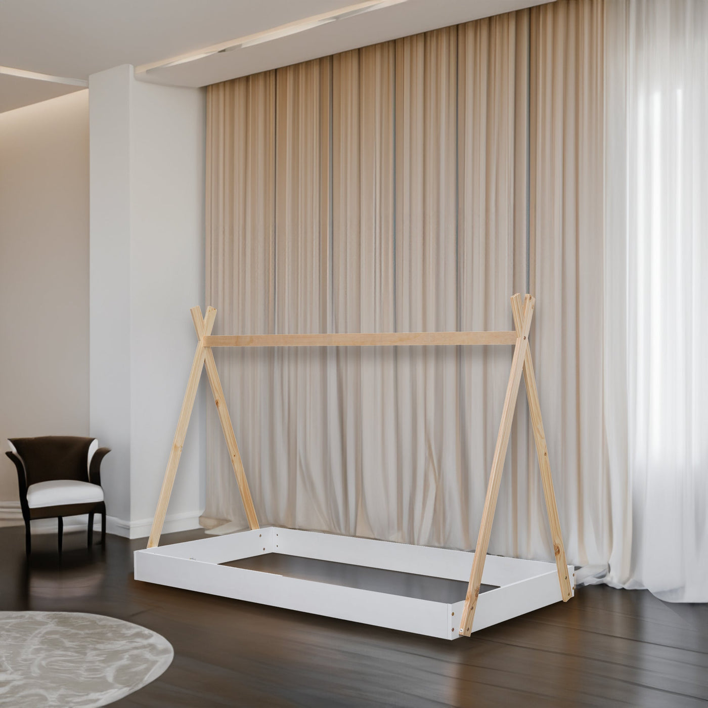 Twin Tent Bed Floor With Sturdy Triangle Frame Structure