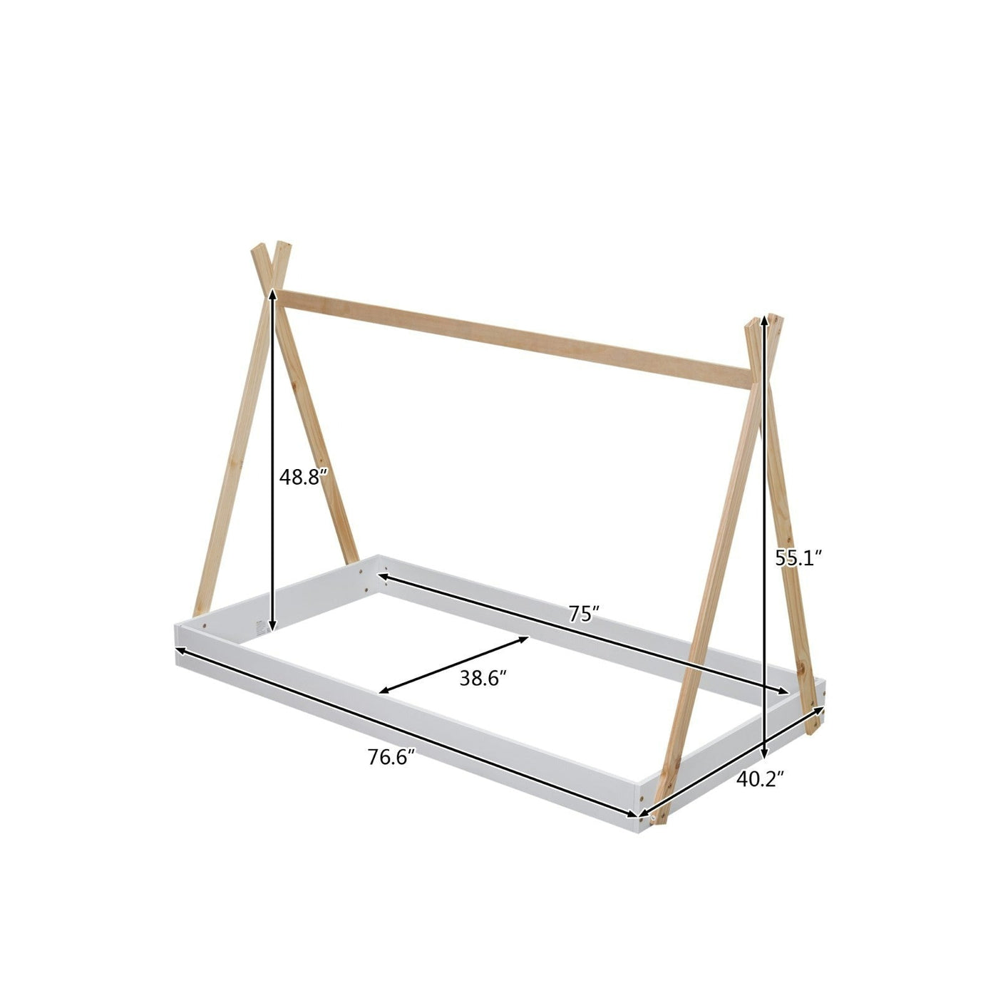 Twin Tent Bed Floor With Sturdy Triangle Frame Structure