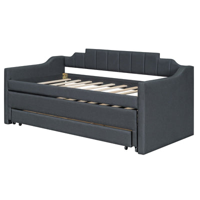 Twin Size Upholstered Daybed With Trundle And Three Storage Drawers