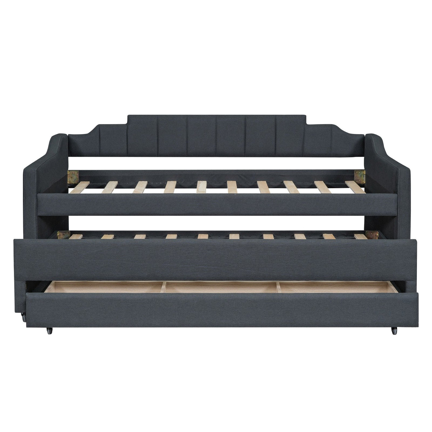 Twin Size Upholstered Daybed With Trundle And Three Storage Drawers