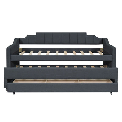 Twin Size Upholstered Daybed With Trundle And Three Storage Drawers