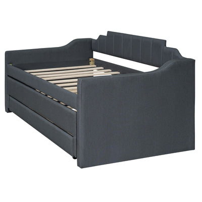 Twin Size Upholstered Daybed With Trundle And Three Storage Drawers