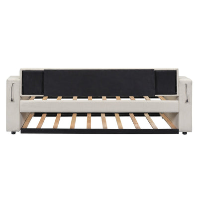 Twin Size Daybed With Storage Trundle Arms And USB Port Design
