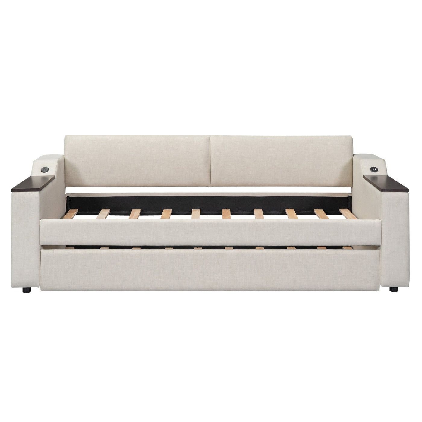 Twin Size Daybed With Storage Trundle Arms And USB Port Design