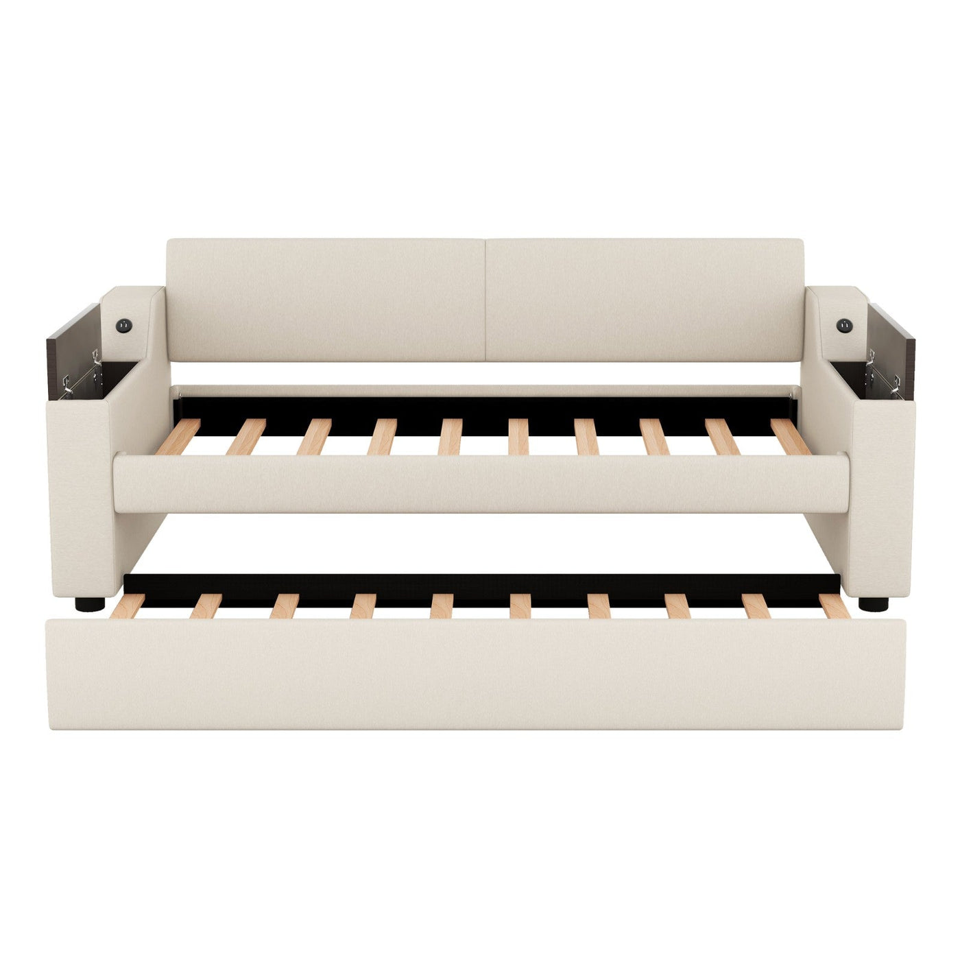 Twin Size Daybed With Storage Trundle Arms And USB Port Design