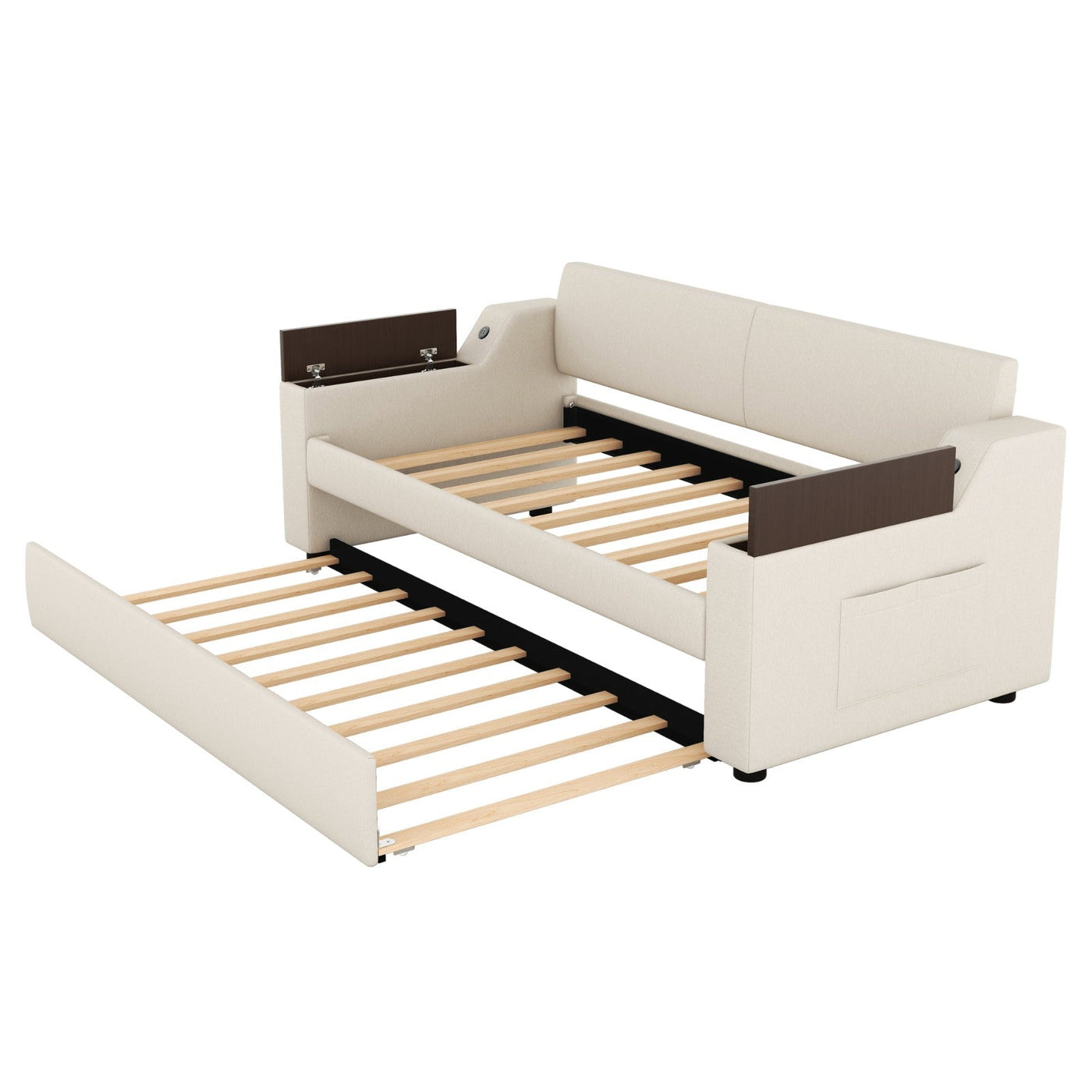 Twin Size Daybed With Storage Trundle Arms And USB Port Design