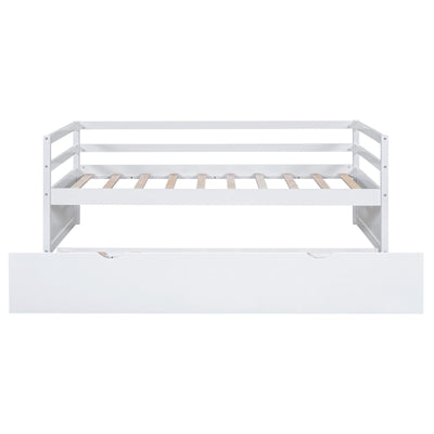 Twin Size Wood Daybed With Trundle Storage And Durable Frame