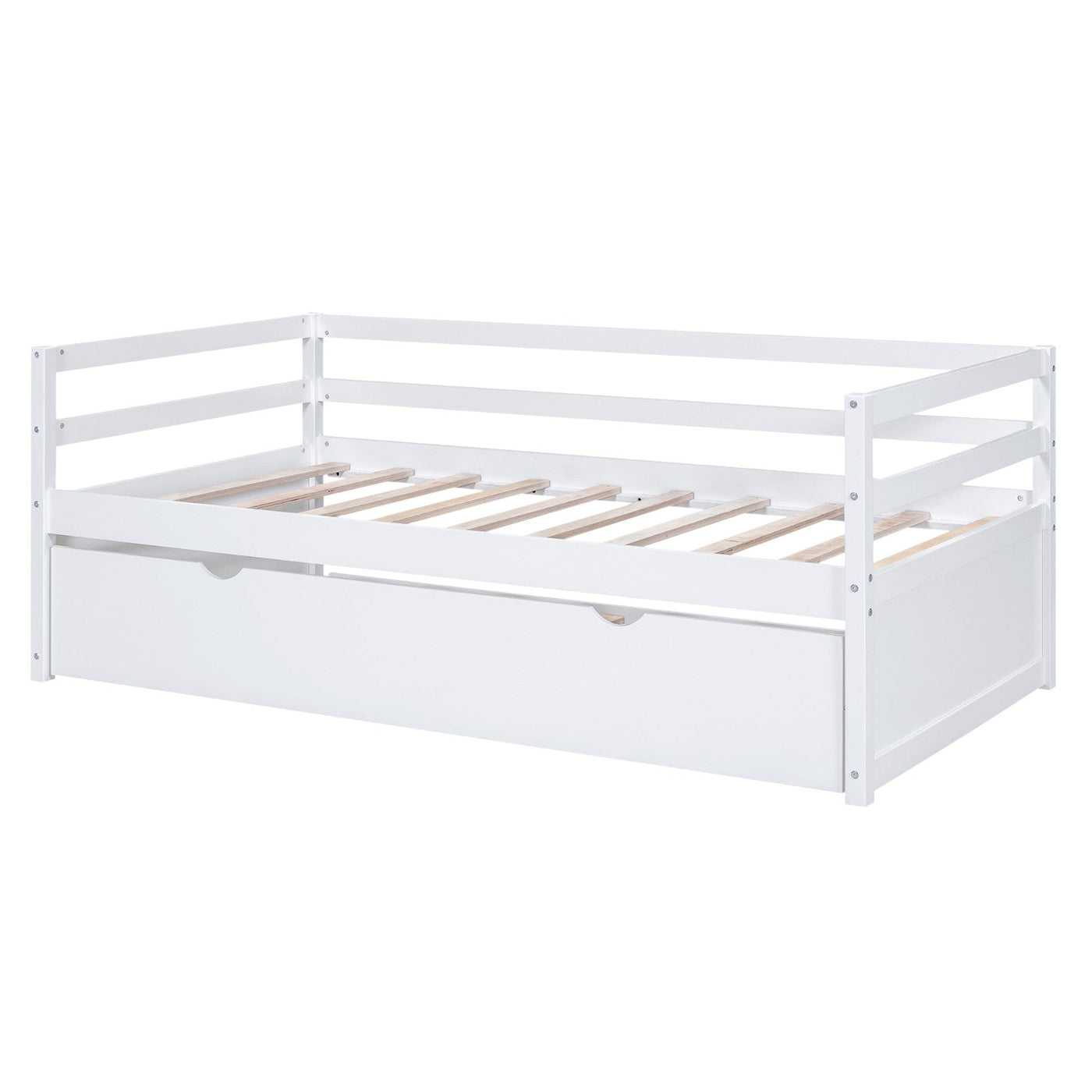 Twin Size Wood Daybed With Trundle Storage And Durable Frame