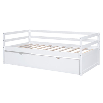 Twin Size Wood Daybed With Trundle Storage And Durable Frame