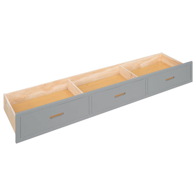 Twin-Size Wooden Canopy Daybed With Storage Drawers And Shelves