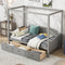 Twin-Size Wooden Canopy Daybed With Storage Drawers And Shelves