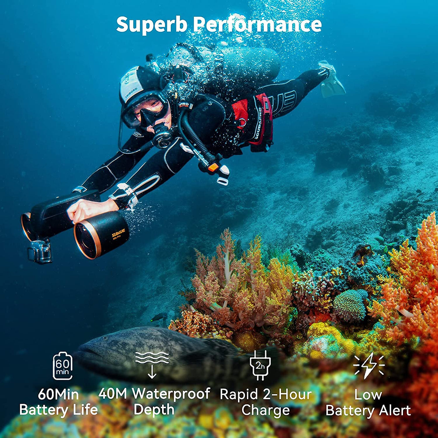 Underwater Scooter With Durable Action Camera Mount For Diving