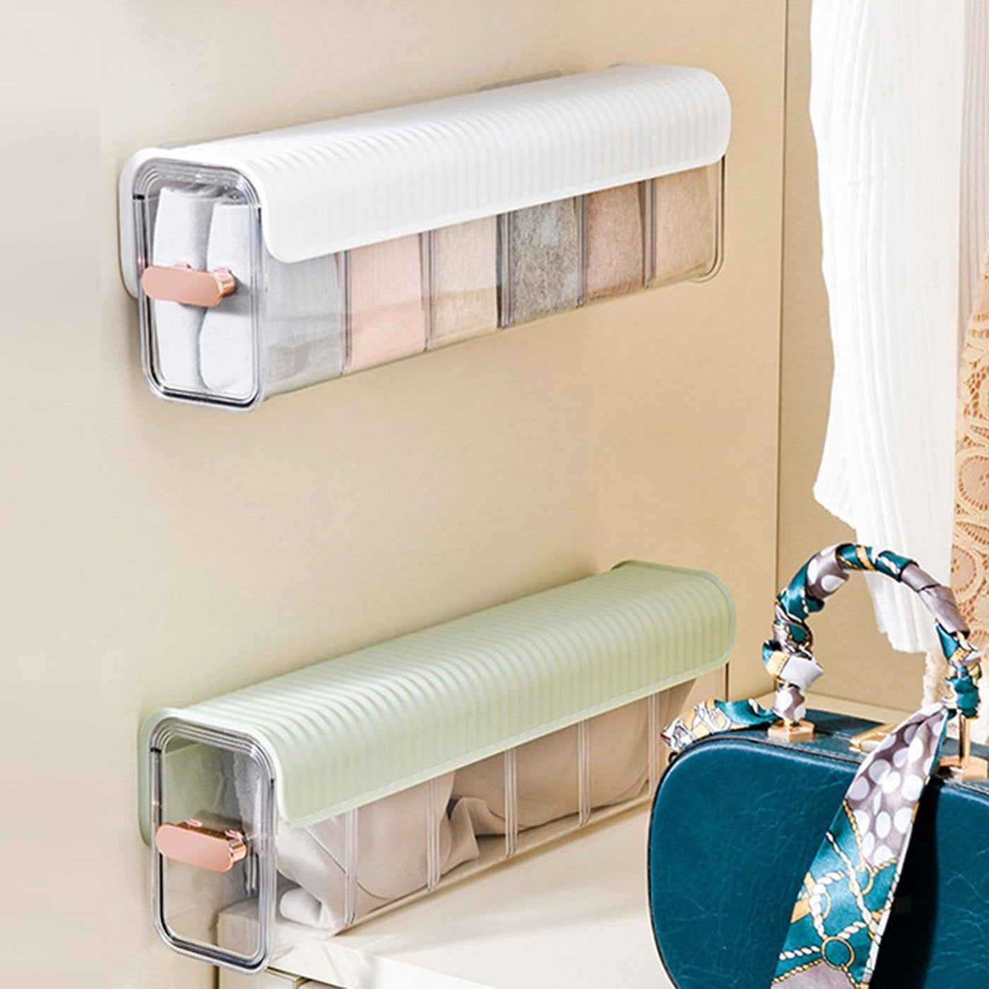 Underwear Organizer 6-Grid Transparent Wall Mounted Storage Box