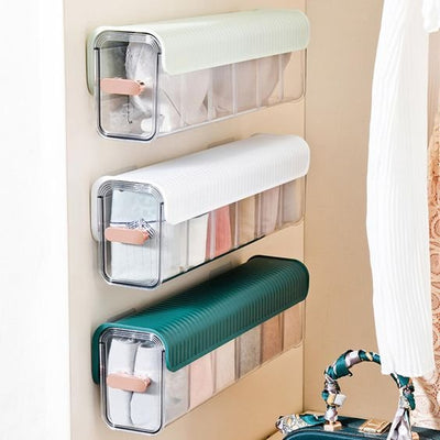 Underwear Organizer 6-Grid Transparent Wall Mounted Storage Box