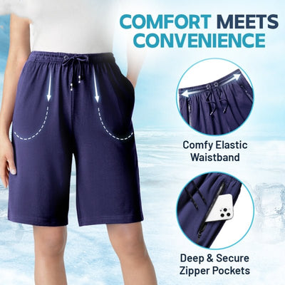 Quick Dry Shorts With Zipper Pockets Ice Silk Stretch Unisex
