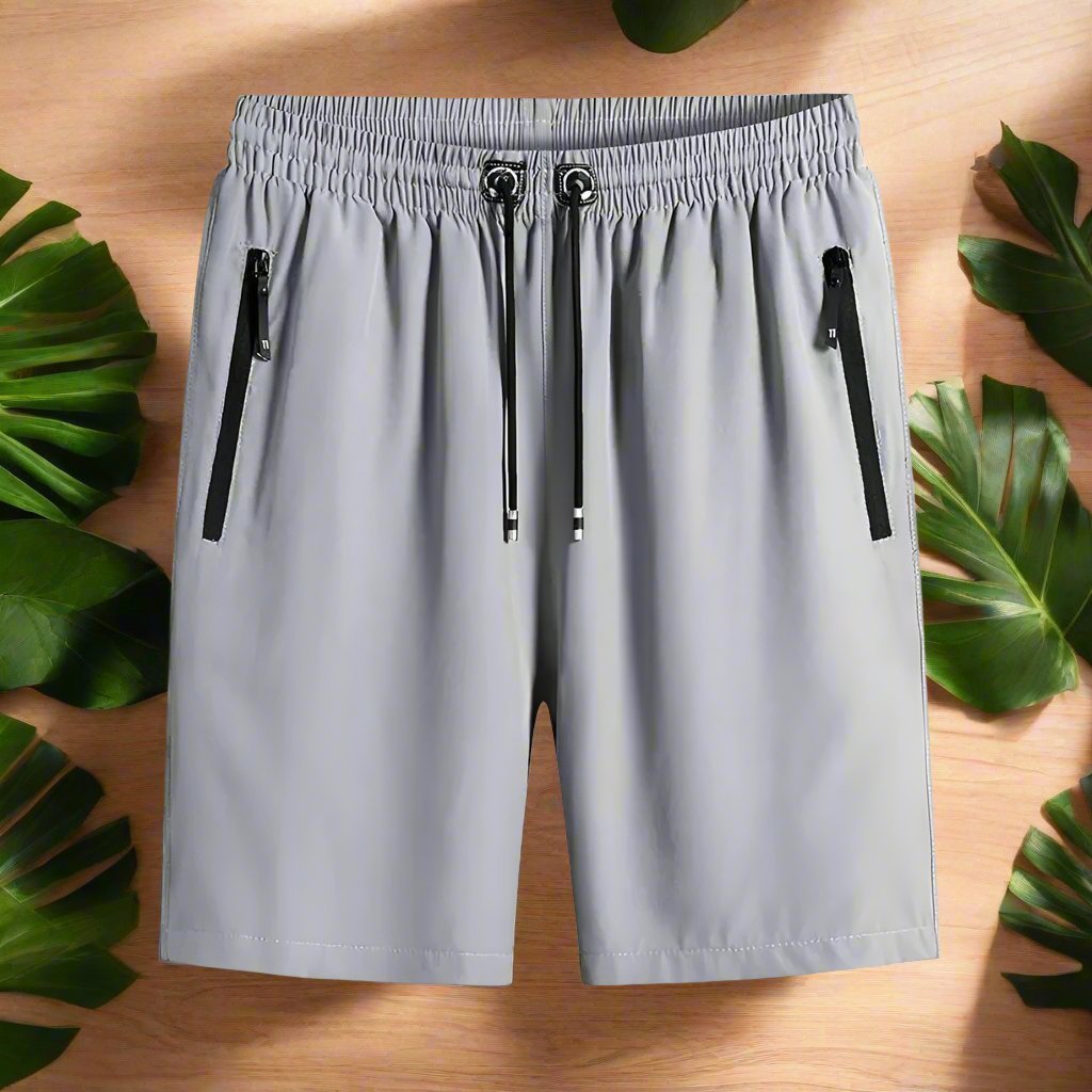 Quick Dry Shorts With Zipper Pockets Ice Silk Stretch Unisex