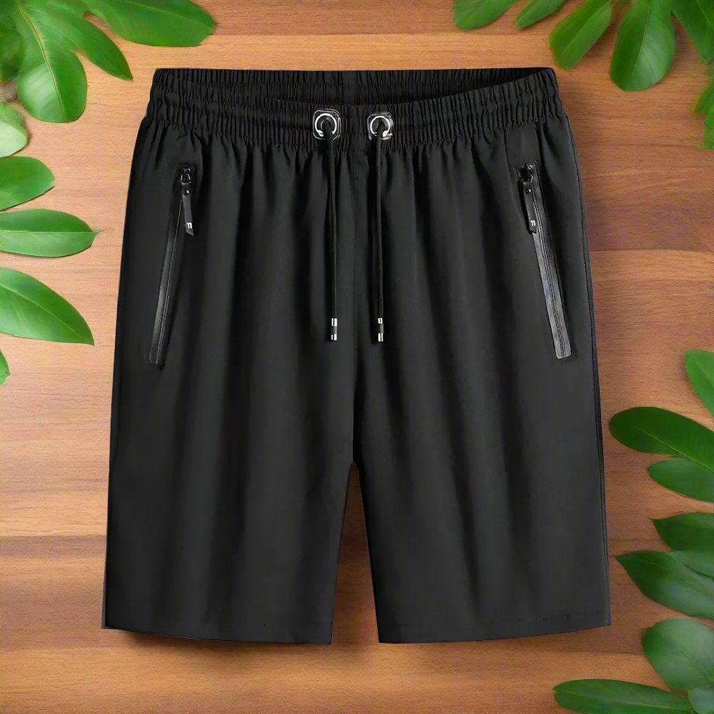 Quick Dry Shorts With Zipper Pockets Ice Silk Stretch Unisex