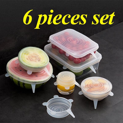 Silicone Stretch Lids Set Of 6 Flexible Food Container Covers