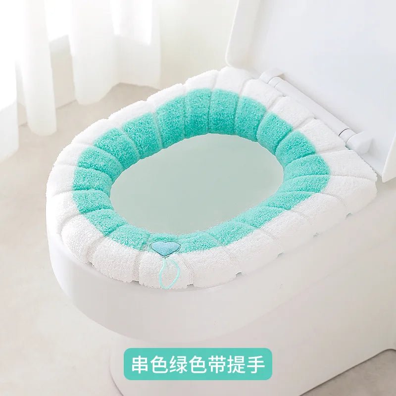 Universal Thick Toilet Seat Cover Soft Warm Washable Coral Fleece Mat