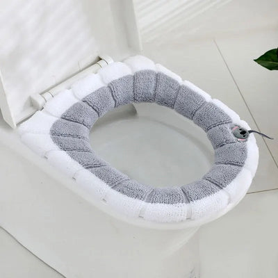 Universal Thick Toilet Seat Cover Soft Warm Washable Coral Fleece Mat