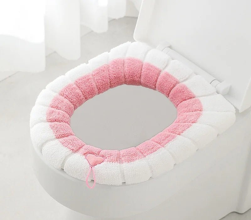 Universal Thick Toilet Seat Cover Soft Warm Washable Coral Fleece Mat