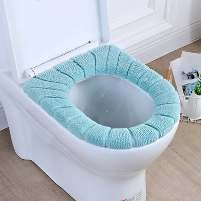 Universal Thick Toilet Seat Cover Soft Warm Washable Coral Fleece Mat