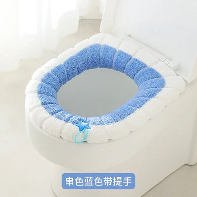 Universal Thick Toilet Seat Cover Soft Warm Washable Coral Fleece Mat