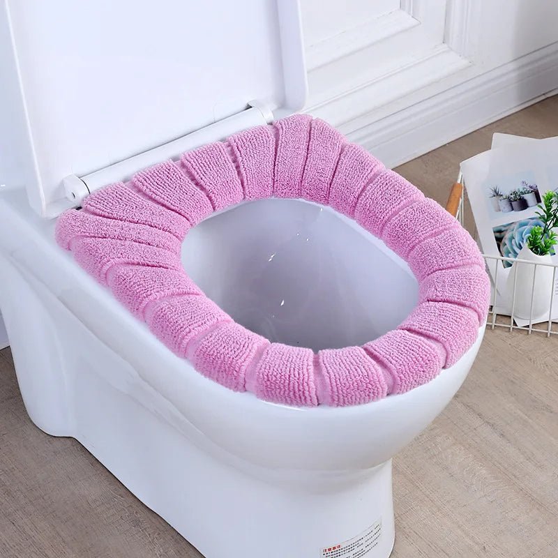 Universal Thick Toilet Seat Cover Soft Warm Washable Coral Fleece Mat