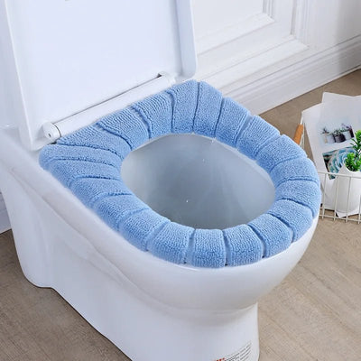 Universal Thick Toilet Seat Cover Soft Warm Washable Coral Fleece Mat