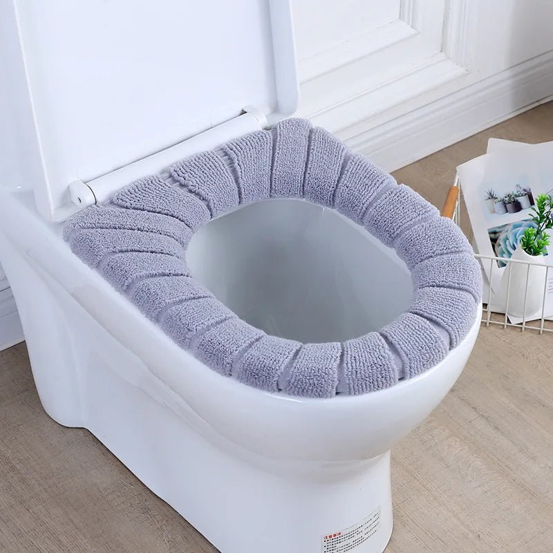 Universal Thick Toilet Seat Cover Soft Warm Washable Coral Fleece Mat