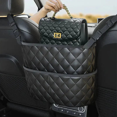 Leather Car Seat Organizer Large Capacity Storage Pocket Bag