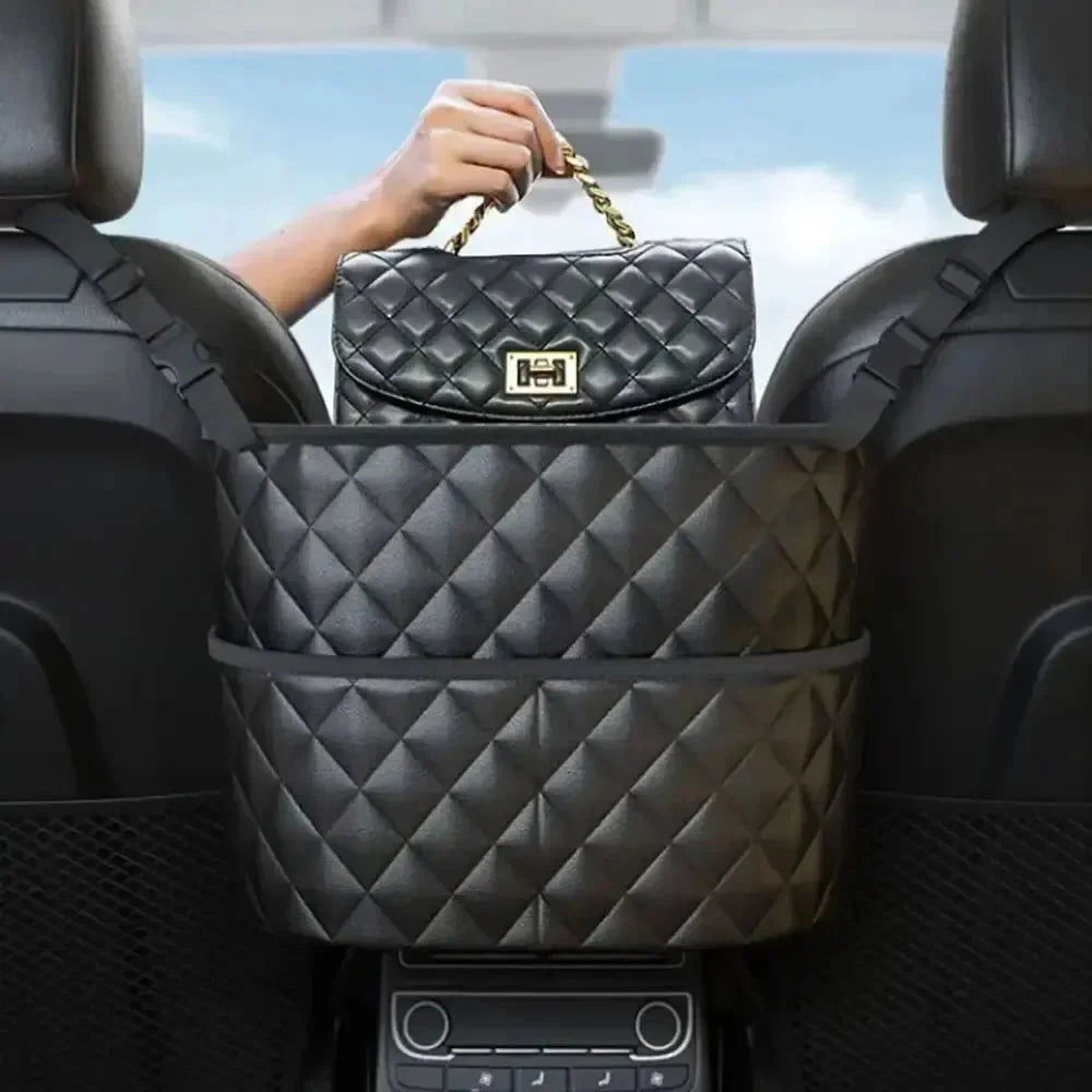 Leather Car Seat Organizer Large Capacity Storage Pocket Bag