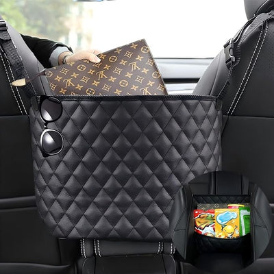 Leather Car Seat Organizer Large Capacity Storage Pocket Bag