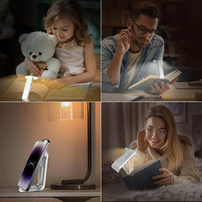 USB Rechargeable Reading Light Portable LED Clip-On For Night Reading
