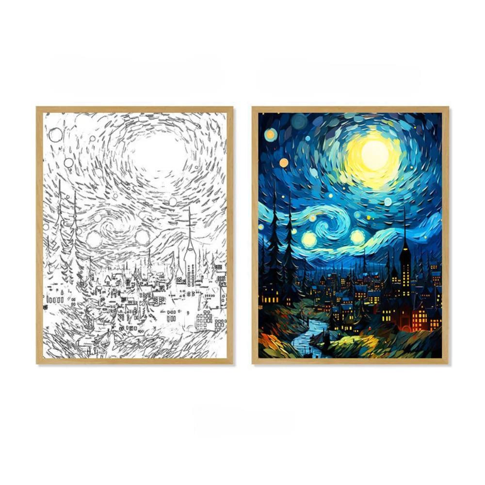 Van Gogh LED Lamp Wireless Charging Anime Mood Light For Home Decor