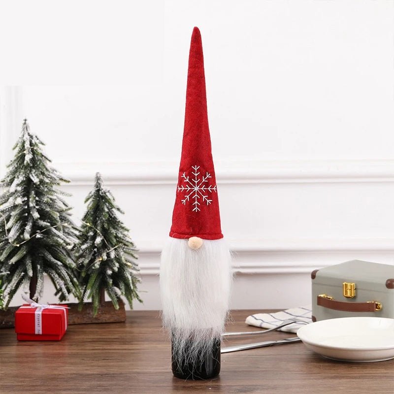 Velvet Christmas Wine Bottle Cover Set For Festive Holiday Décor
