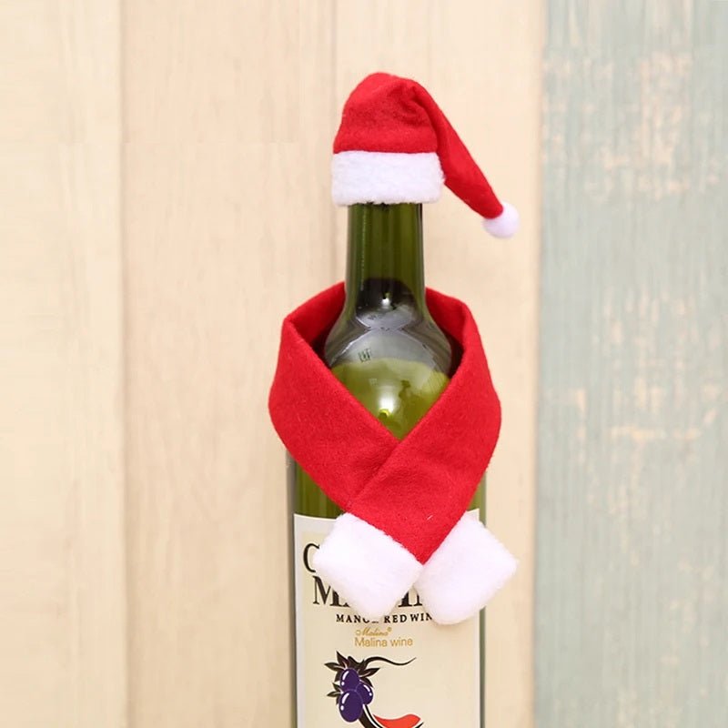 Velvet Christmas Wine Bottle Cover Set For Festive Holiday Décor