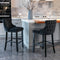 Velvet Wingback Bar Stool Set With Button Tufted Upholstery And Wooden Legs