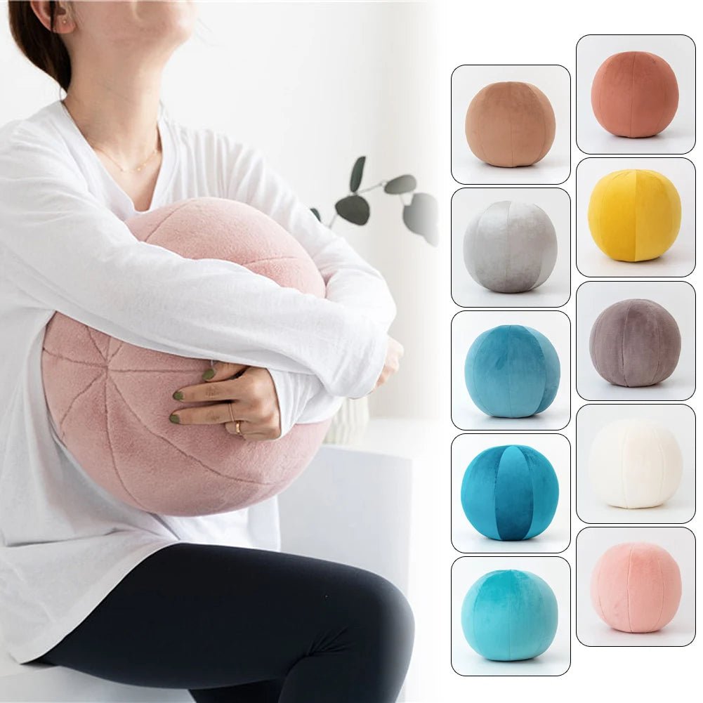 Velvet Plush Ball Pillow Soft Cozy Decorative Floor Pillow For Sofa