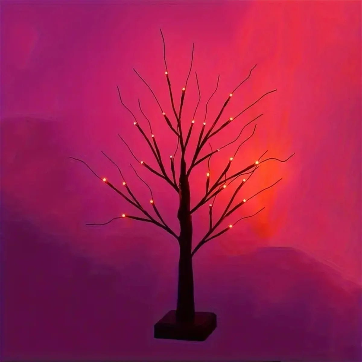 Halloween Birch Tree Lamp Battery Operated Orange Purple Table Light