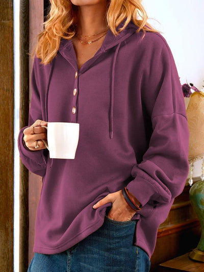 Long Sleeve Buttoned Sweatshirt Cozy Casual Fit For Everyday Wear