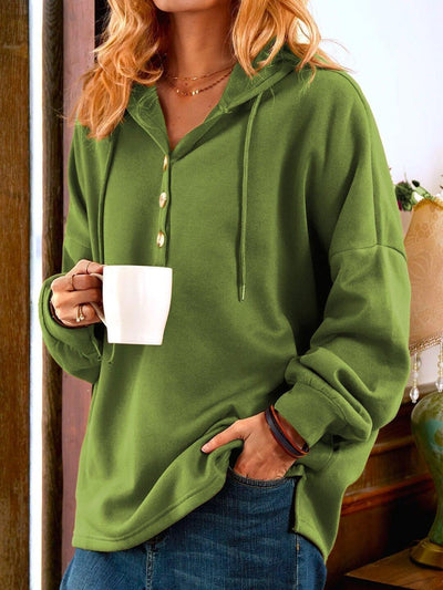 Long Sleeve Buttoned Sweatshirt Cozy Casual Fit For Everyday Wear