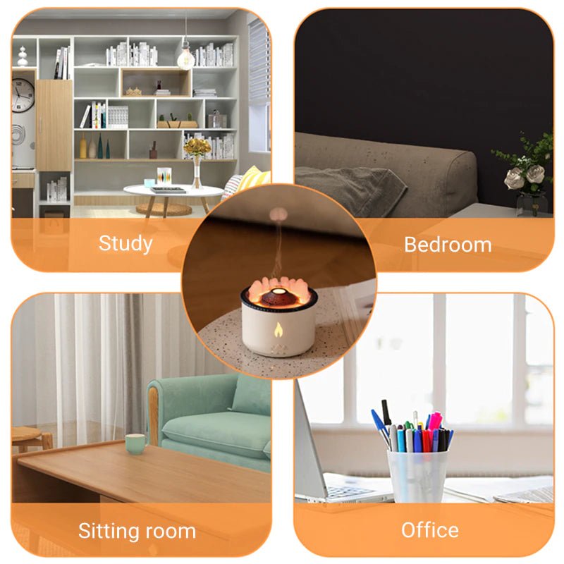 Volcano Aroma Diffuser Humidifier With Flame Effect For Bedroom Spa