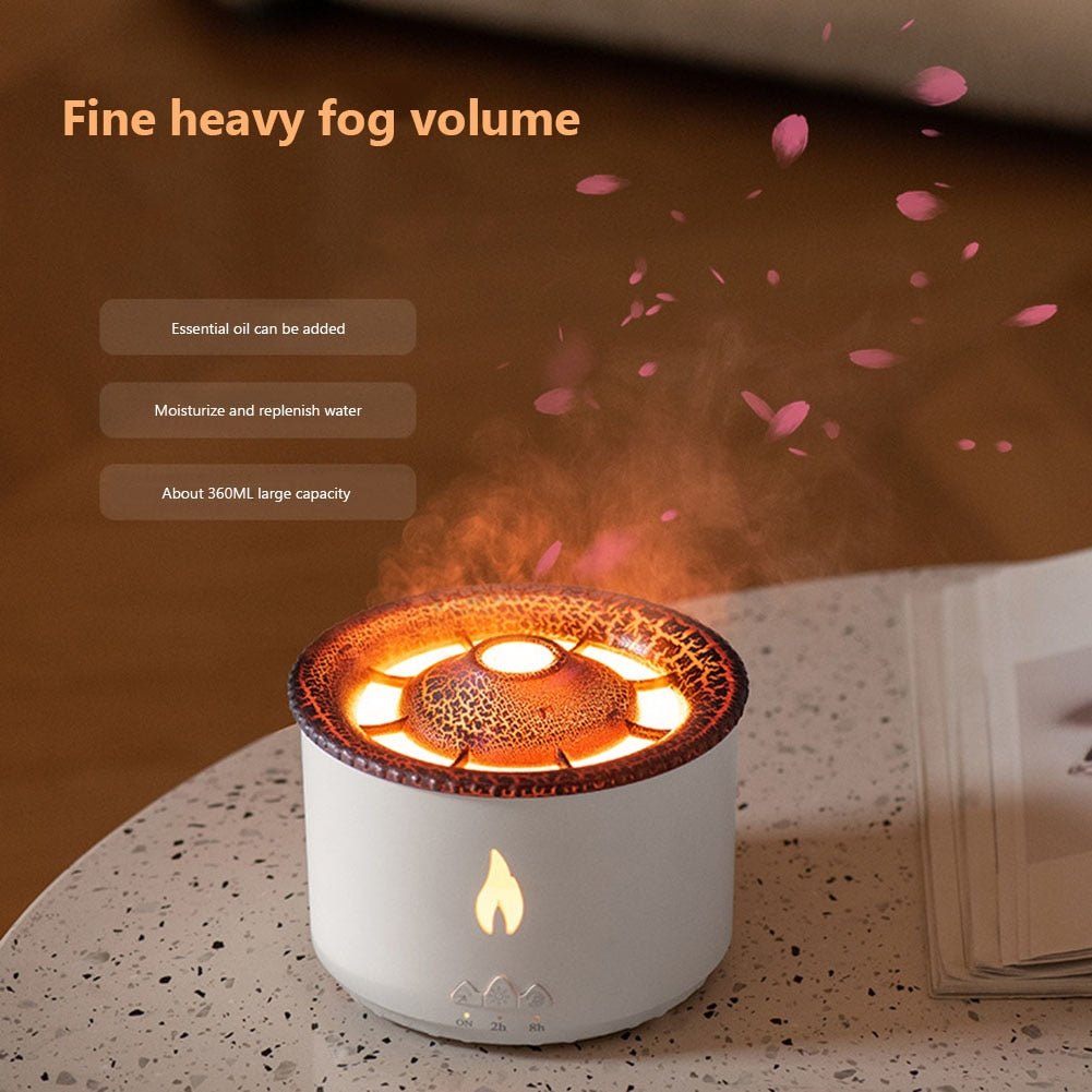 Volcano Aroma Diffuser Humidifier With Flame Effect For Bedroom Spa